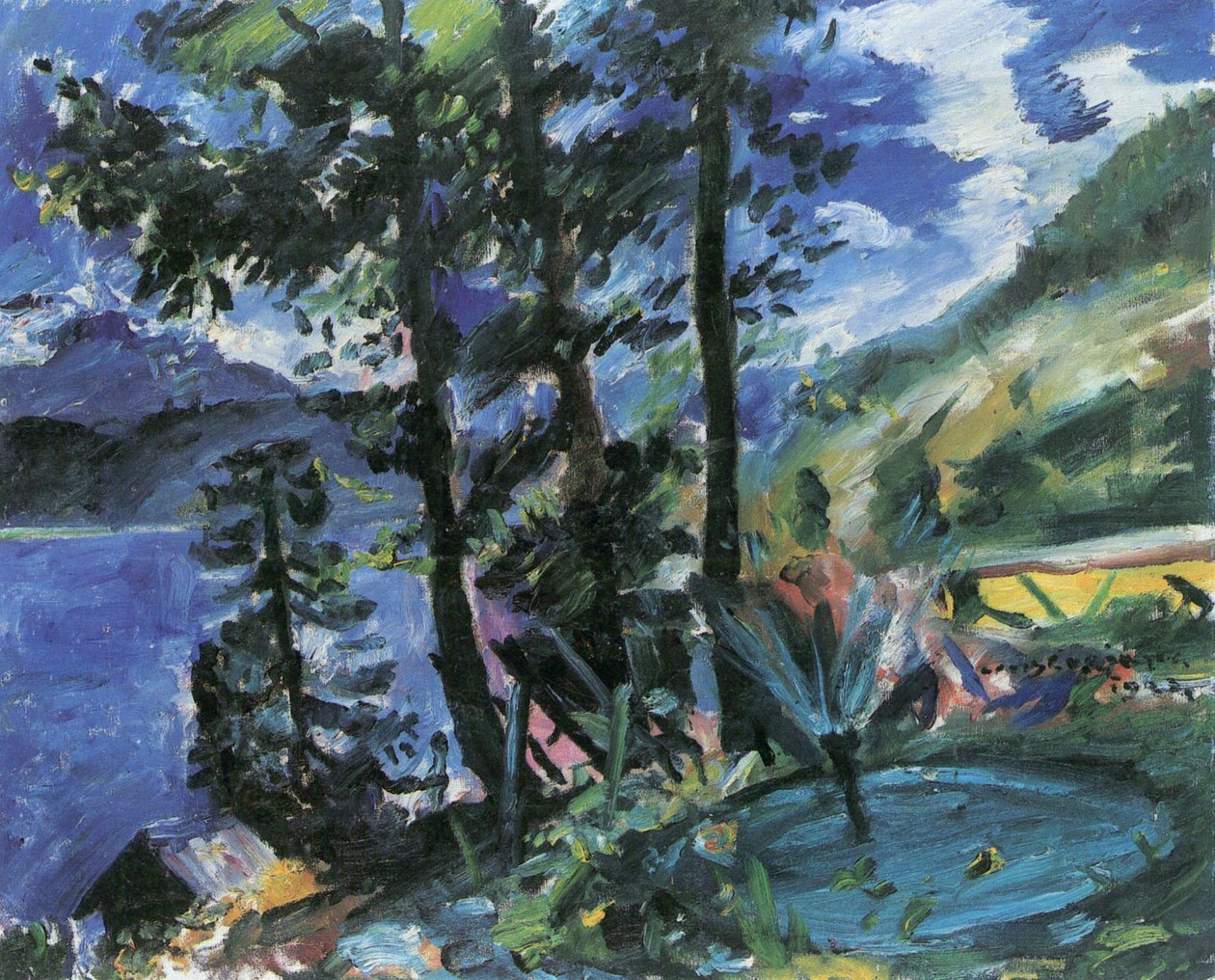 Walchensee szökőkúttal alkotó: Lovis Corinth