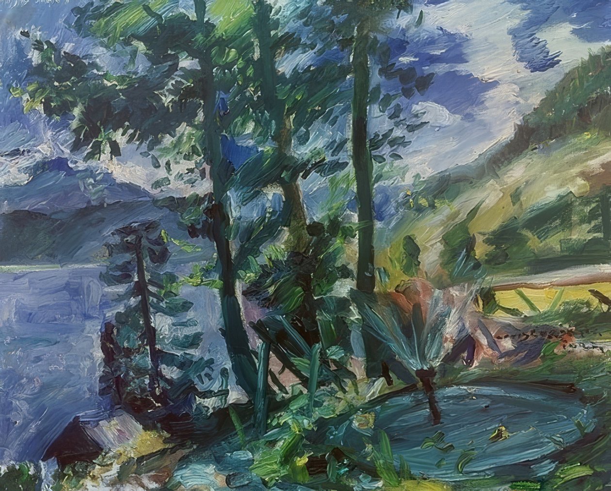 Walchensee szökőkúttal. 1923 alkotó: Lovis Corinth