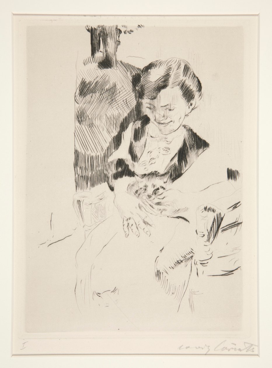 Nő egy cicával alkotó: Lovis Corinth