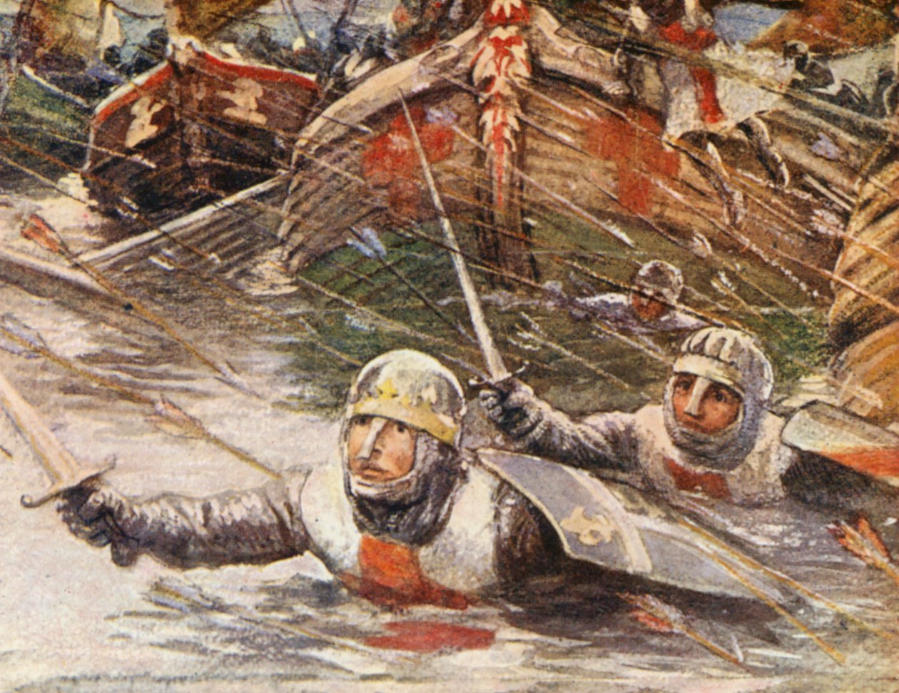 Illusztráció a keresztes háborúkról szóló történetekhez (színes litográfia) alkotó: Lowes Dalbiac Luard