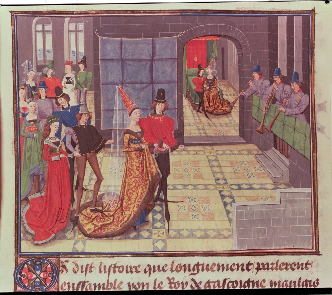 Ms 5073 f.117v A házasság, Renaud de Montauban ciklusából alkotó: Loyset Liedet