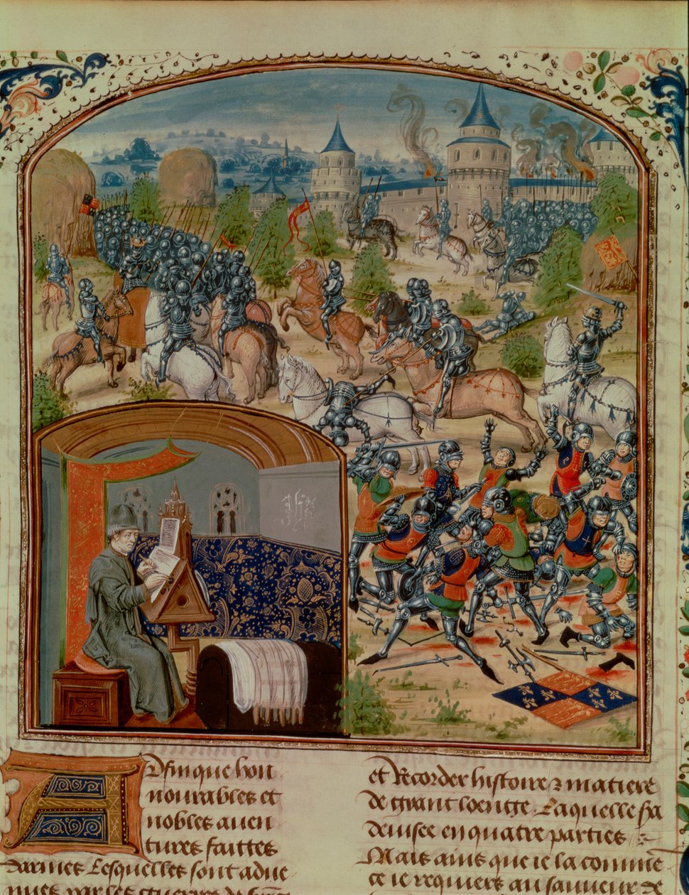 A százéves háború, miniatűr Froissart Franciaország krónikájának 15. századi másolatából, 15. század alkotó: Loyset Liedet