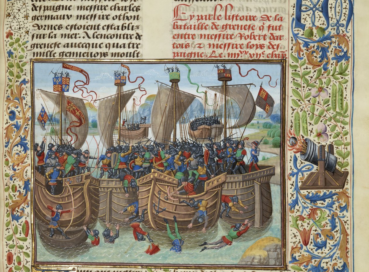 Guernsey-i tengeri csata, 1342, kb. 1470-1475. alkotó: Loyset Liedet
