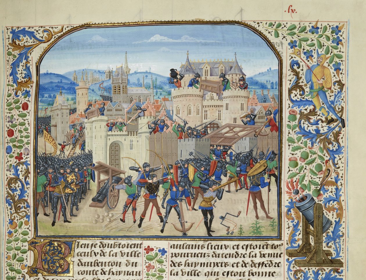 II. Vilmos, Hainaut grófja Elveszi és elpusztítja Aubentont, 1340, kb. 1470-1475. alkotó: Loyset Liedet