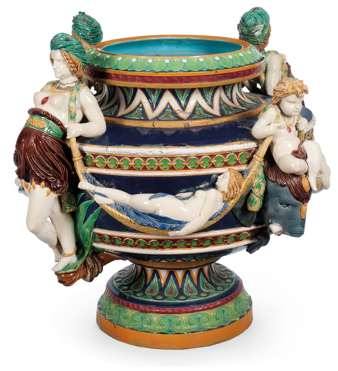 Nagy Minton majolica jardiniere, 1870 körül (kerámia) alkotó: Ltd Mintons