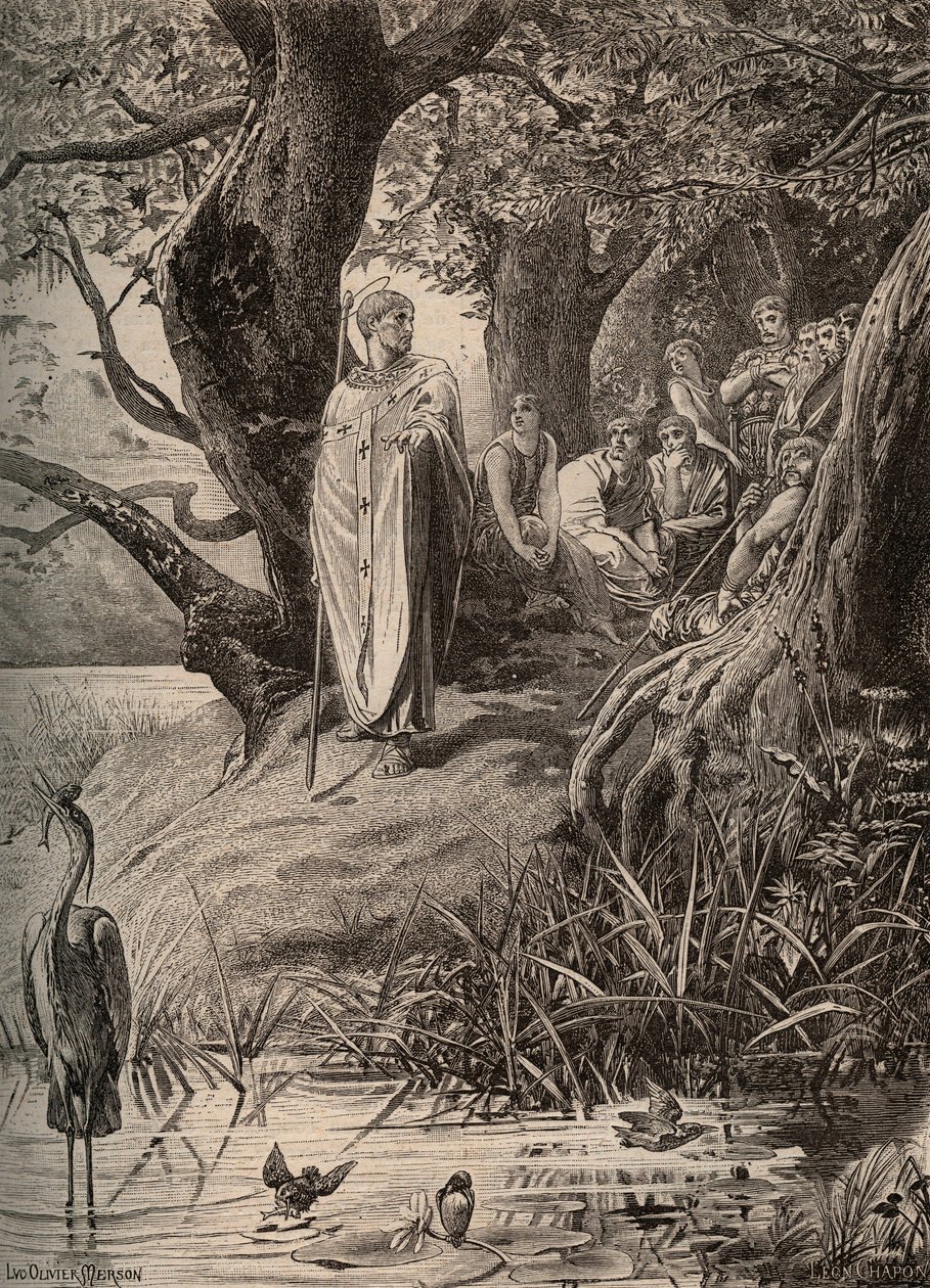 A halászmadarak bocsánatkérése, Szent Márton a Loire-part lakóinak mond - Luc Olivier Merson (1846-1920) metsze alkotó: Luc Oliver Merson