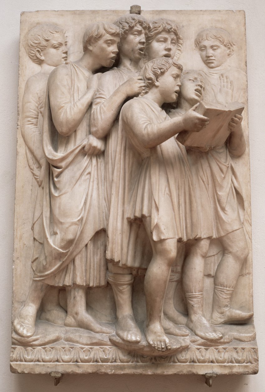 Éneklő angyalok, részlet a Cantoriából, 1432-38 körül (márvány) alkotó: Luca Della Robbia