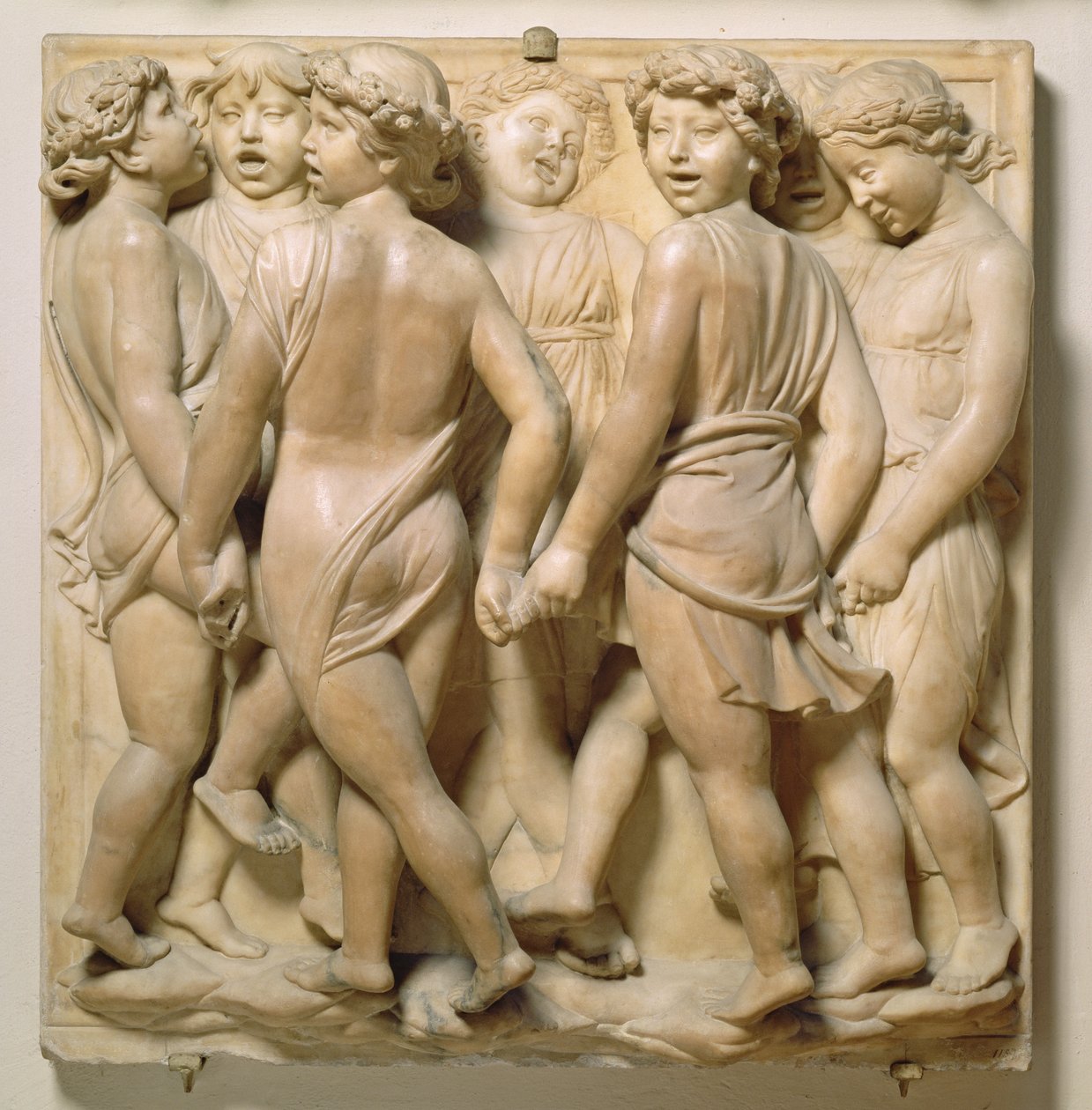 Éneklő angyalok, dombormű a Cantoriáról, 1432-1438 körül (márvány) alkotó: Luca Della Robbia