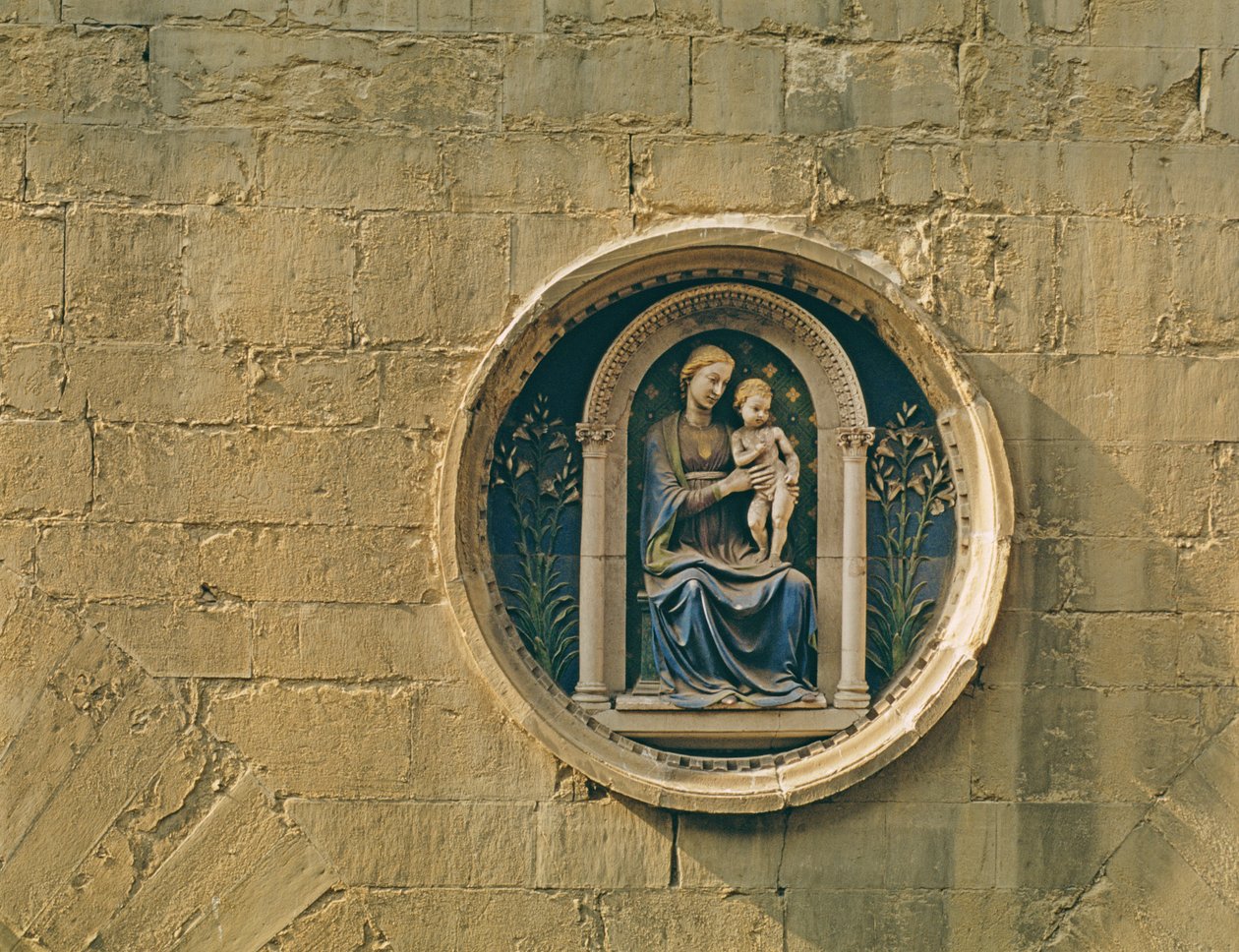 Az orvosok és patikusok céhének törzskönyve, 1464-65 (mázas terrakotta) alkotó: Luca Della Robbia