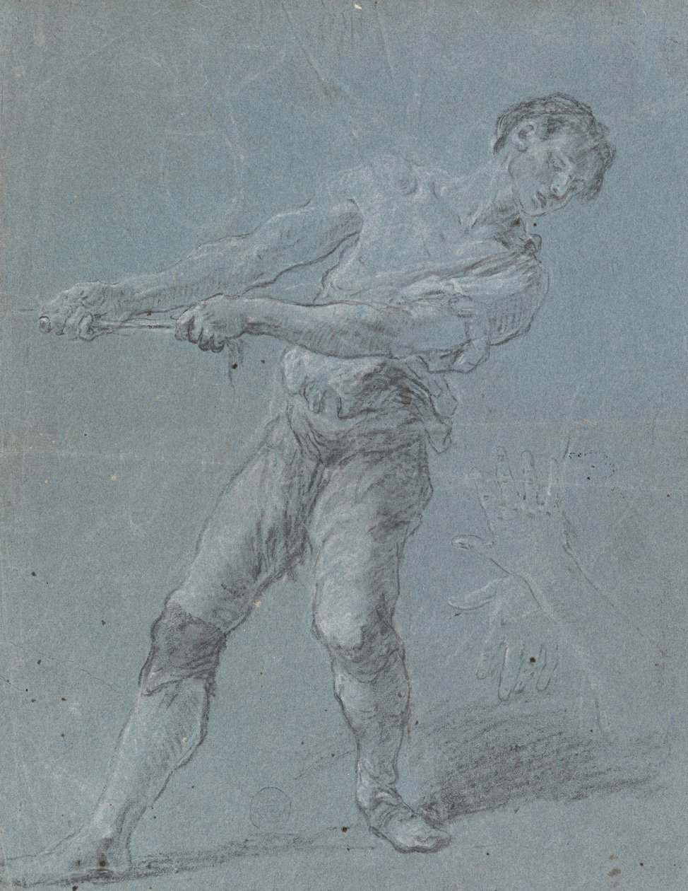 Fiatal férfi kötelet húz alkotó: Luca Giordano