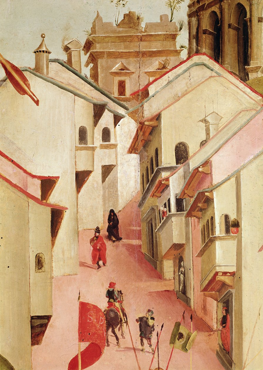 Szent Sebestyén mártíromsága, a város részlete (165896-os részlet) alkotó: Luca Signorelli