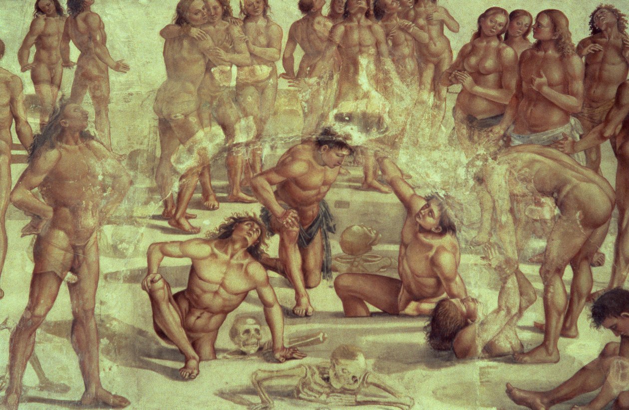 A test feltámadása, részlet az utolsó ítéletből, 1499-1504 alkotó: Luca Signorelli