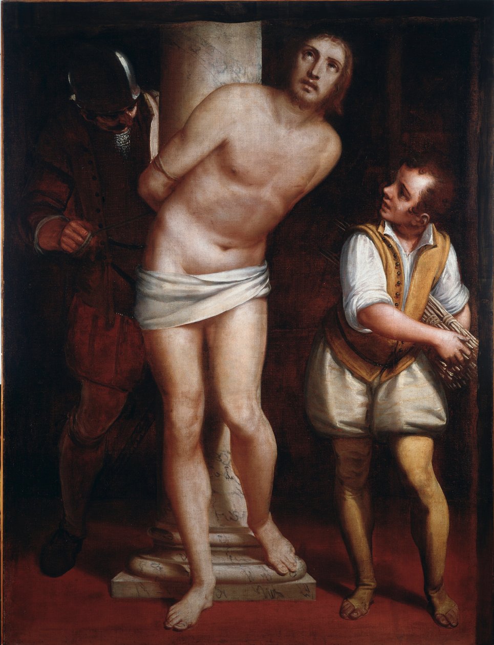 Krisztus az oszlopnál vagy a korbácsoló Luca Cambiaso (1527-1585) festménye, mérete 171x130 cm Genes, Musei di Strada Nuova (ex Palazzo Bianco) alkotó: Luca Cambiaso