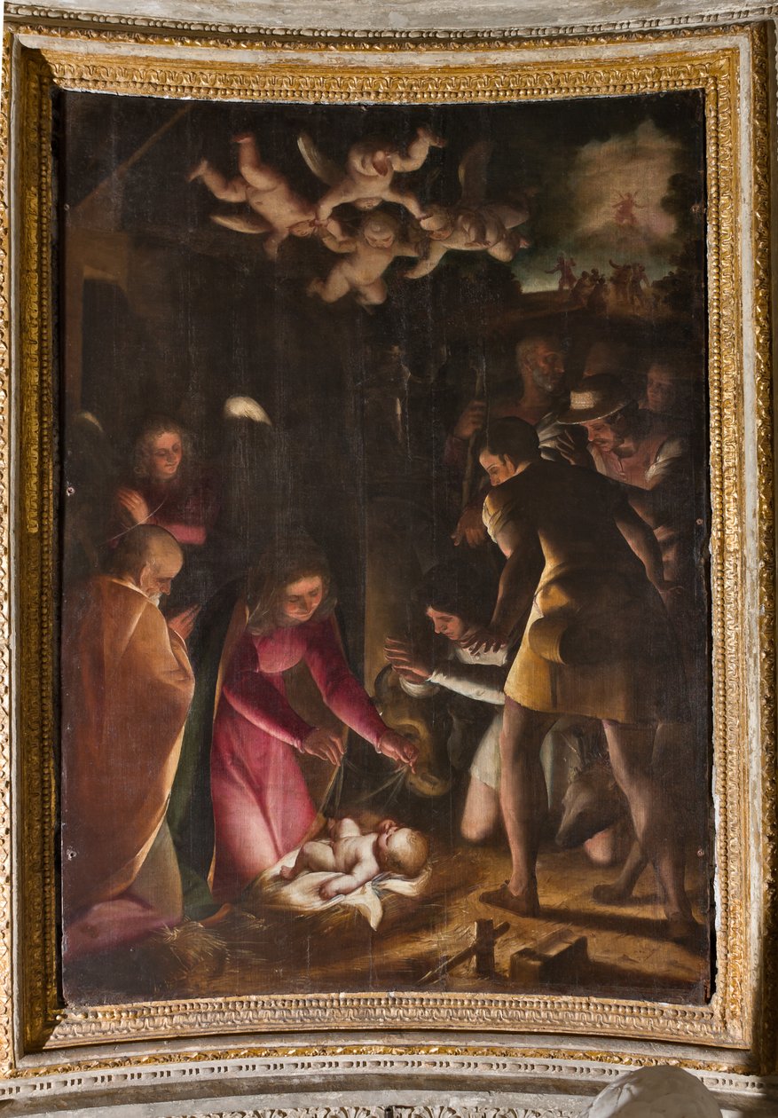 Genova, Dóm (Szent Lőrinc-székesegyház), belül, A Lercari-kápolna vagy a Oltáriszentség-kápolna (északi apszis): "Pásztorok imádása", Luca Cambiaso alkotó: Luca Cambiaso