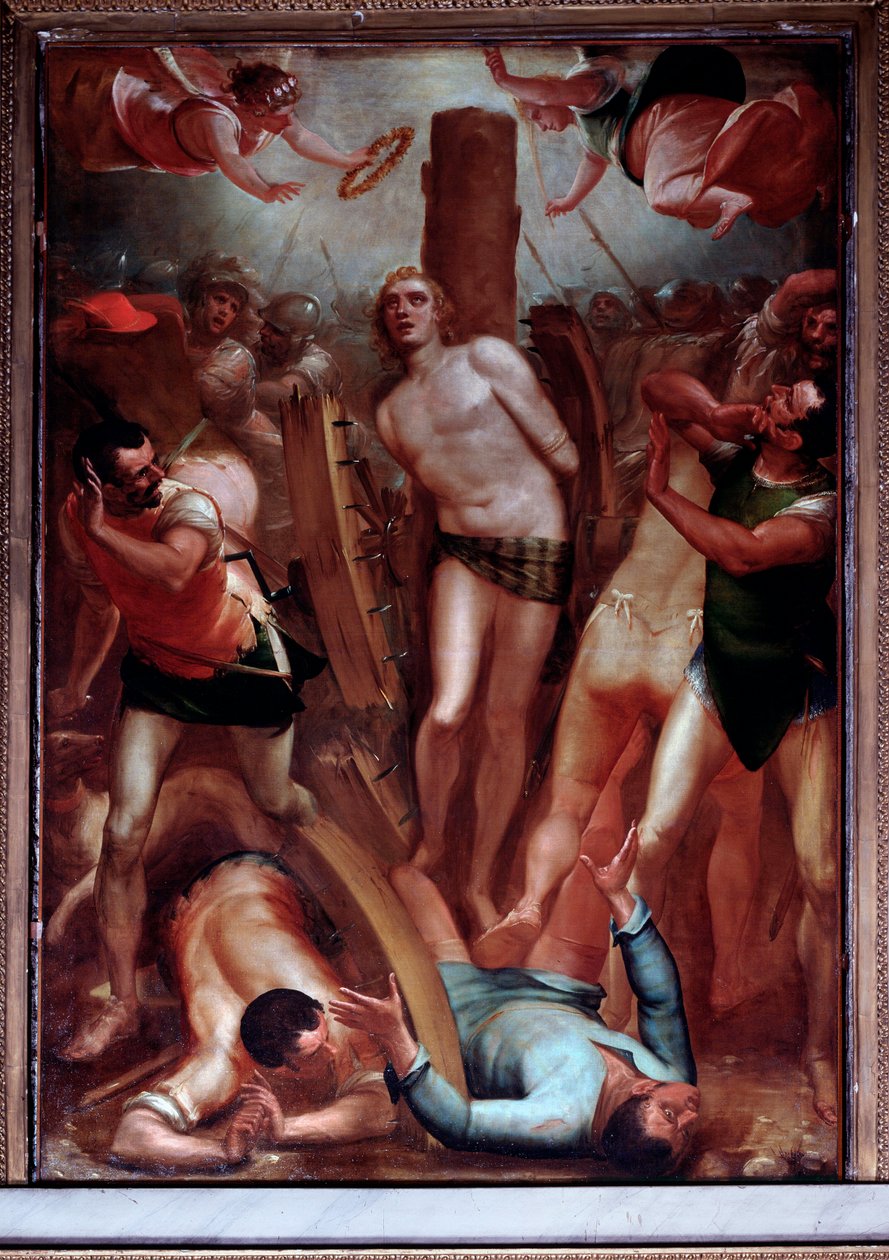 Szent György mártíromsága a fogaskeréken (Festmény alkotó: Luca Cambiaso