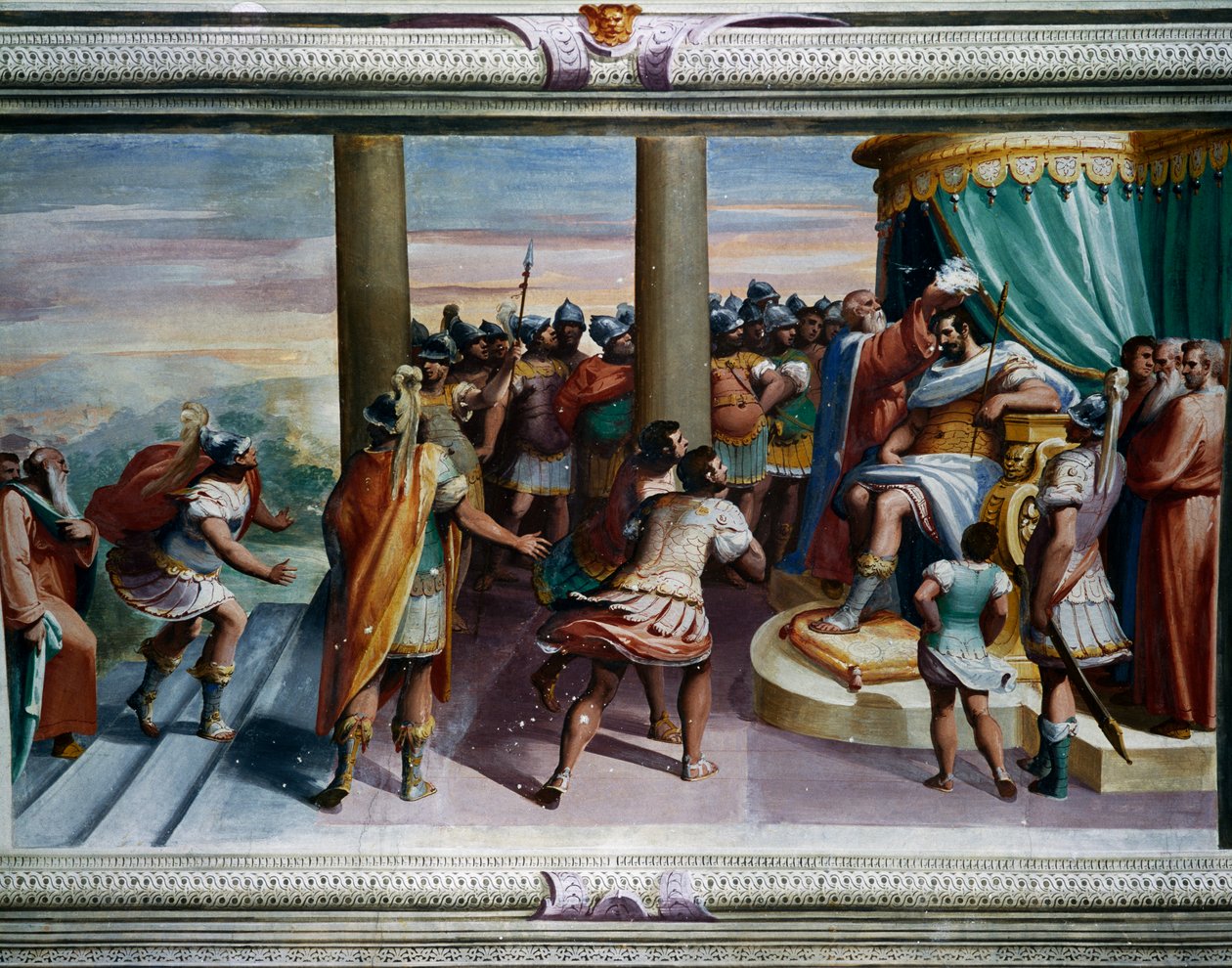Sabine megerőszakolása (16. század), Luca Cambiaso (1527-1585), freskó, Villa Imperiale, Genova, Liguria, Olaszország Részletek alkotó: Luca Cambiaso