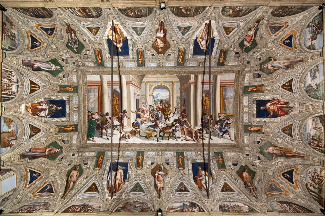 Odüsszeusz története (a visszatérés), a Salone Cambiaso mennyezete alkotó: Luca Cambiaso