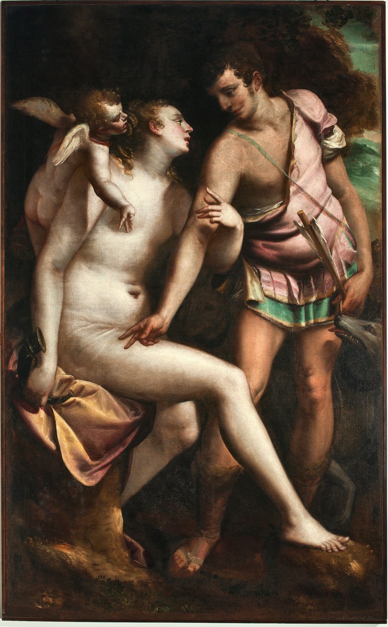 Luca Cambiaso (1527-1585) Vénusz és Adonisz festménye: 16. századi gének, Musei di Strada Nuova (korábban Palazzo Bianco) alkotó: Luca Cambiaso