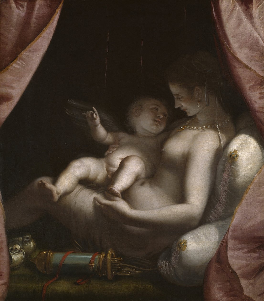 Vénusz és Ámor, c. 1570. alkotó: Luca Cambiaso