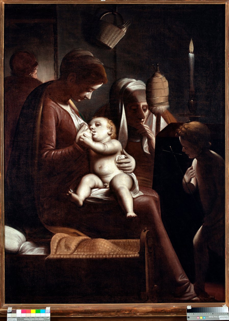 Szűz és gyermek Keresztelő Szent Jánossal vagy "" Szűz egy gyertyával" vagy "" Szent Család Szent Annával és Keresztelő Szent Jánossal"" (Szűz gyertyával) Luca Cambiaso (1527-1585) festménye alkotó: Luca Cambiaso