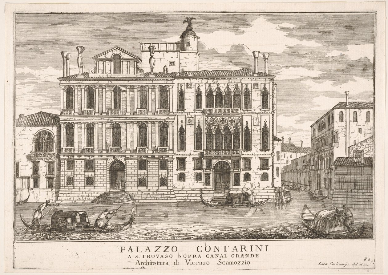 85. tábla: A velencei Campo San Trovaso Contarini-palota képe, 1703, The build..., 1703. alkotó: Luca Carlevarijs