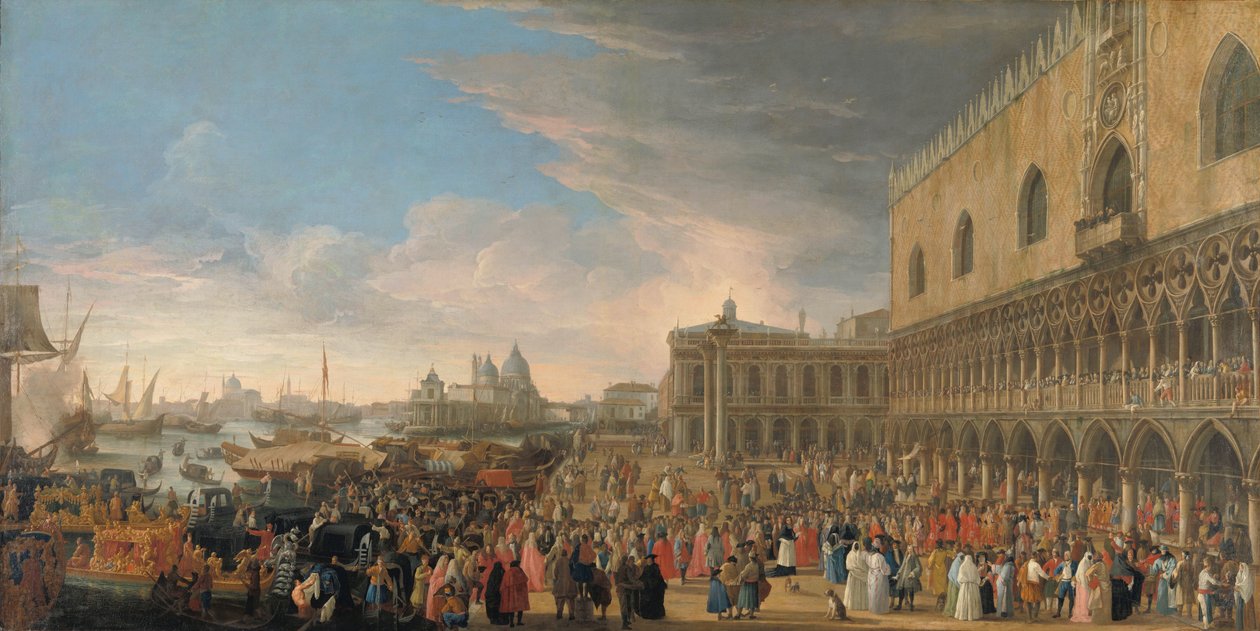 A francia nagykövet beutazása Velencébe 1706-ban Henri-Charles Arnauld de Pomponne, az abbé de Pomponne ünnepélyes belépése Velencébe, mint francia nagykövet 1706. május 10-én alkotó: Luca Carlevarijs