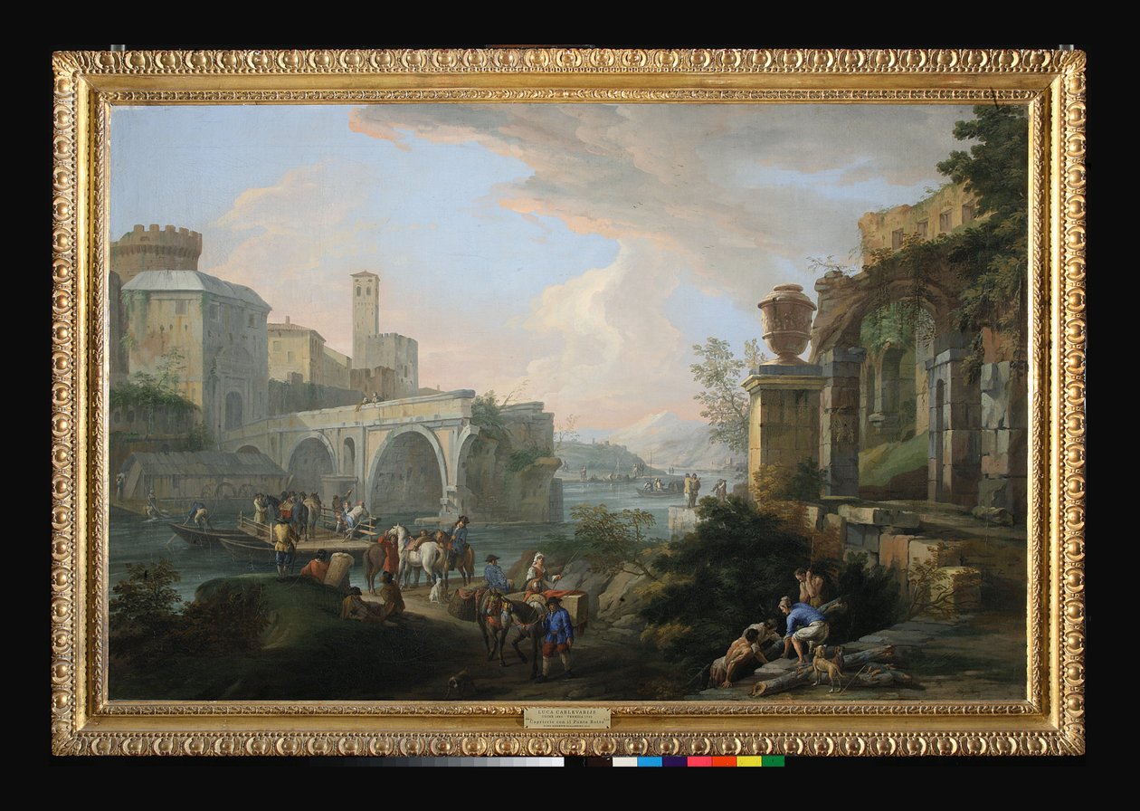 Capriccio a Ponte Rottóval, 1714 körül (olaj, vászon) alkotó: Luca Carlevaris