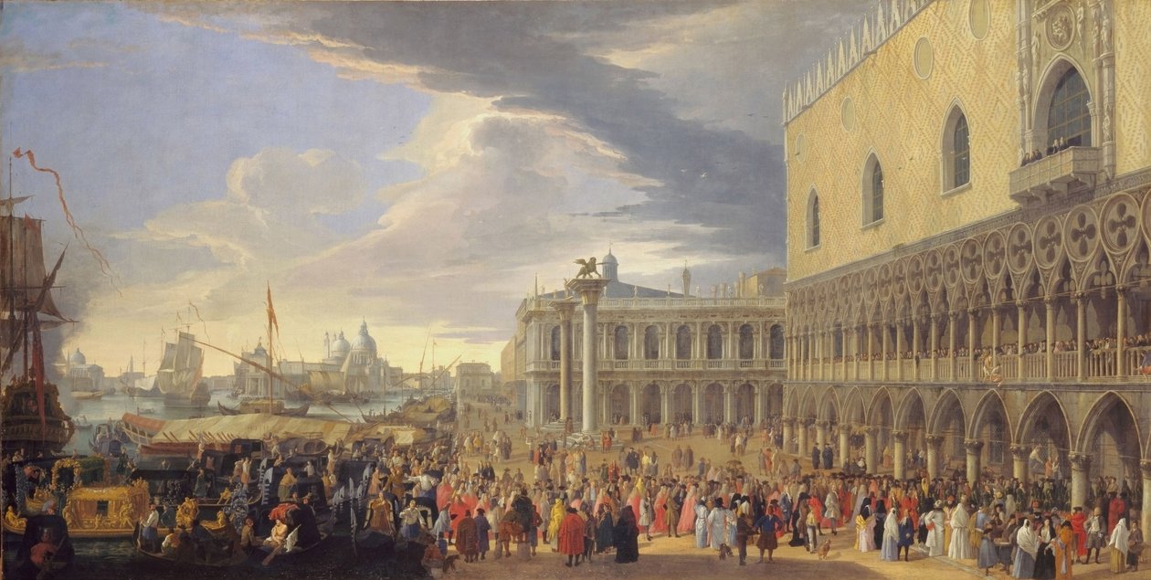 Manchester grófjának érkezése Velencébe, 1707-10 alkotó: Luca Carlevaris