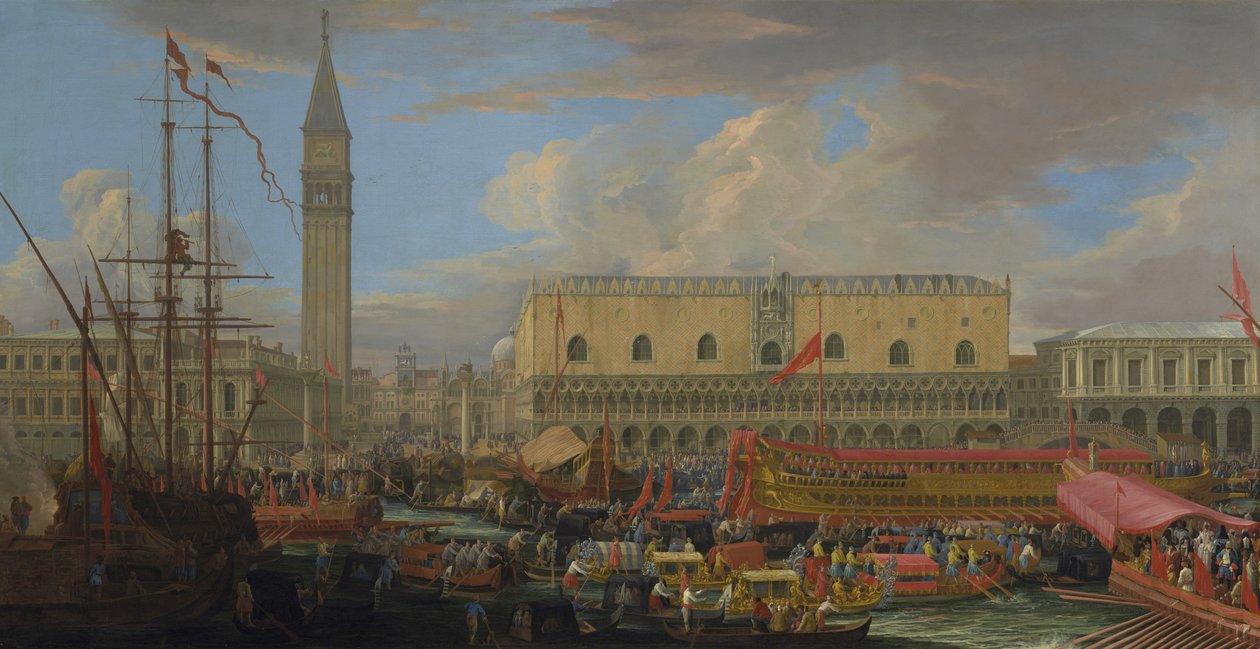 A Bucintoro a San Marco-medencéből indulva, 1710 alkotó: Luca Carlevaris