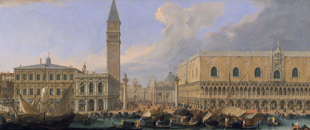 A Molo, Velence, a Bacino di San Marco-ból, 1709 körül alkotó: Luca Carlevaris