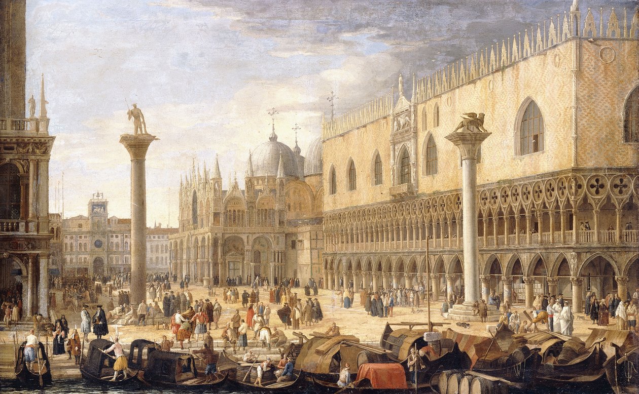 A velencei Piazzetta a Bacinótól, alkotó: Luca Carlevaris