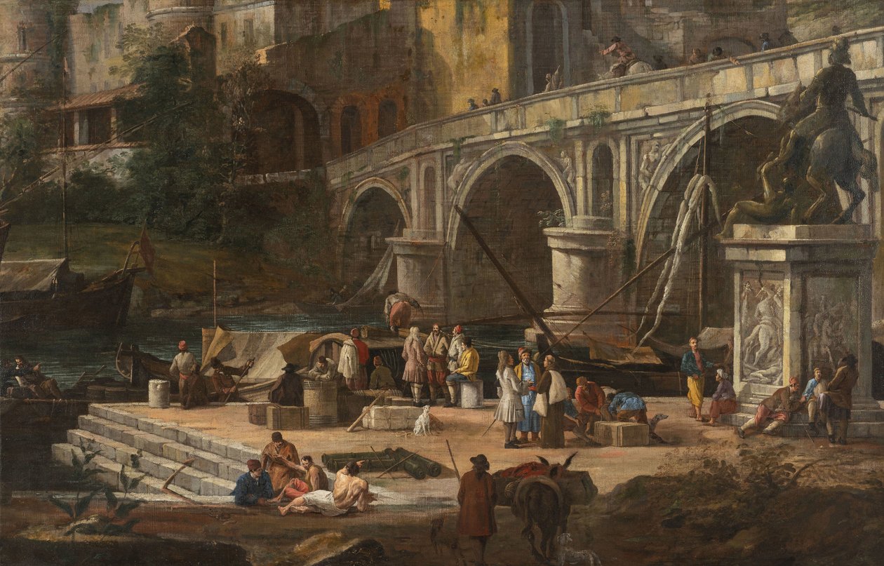 Kilátás a folyami kikötőre, 1690 és 1699 között. alkotó: Luca Carlevaris