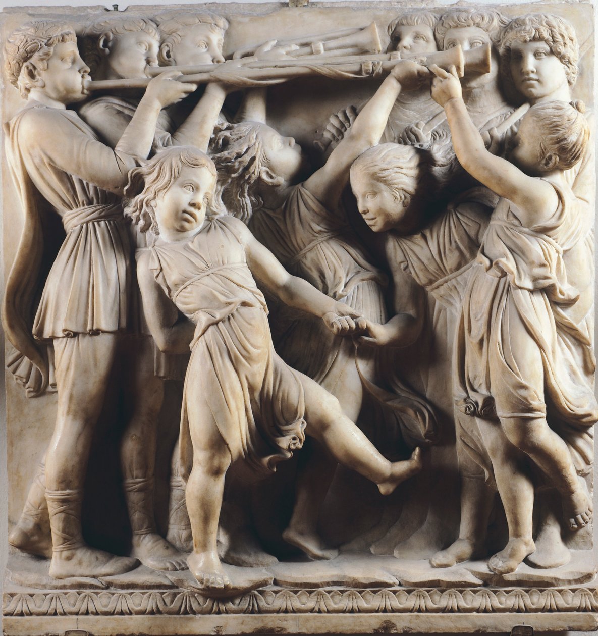 Gyermekek és kerubok táncolnak, énekelnek és játszanak, részlet a Cantoriából (kórus galéria) alkotó: Luca Della Robbia