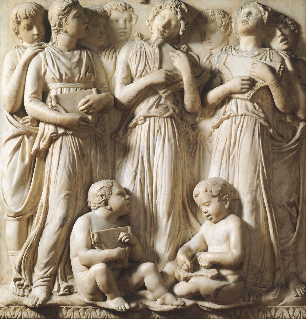 Részlet a Cantoria-ból (kórus galéria) a firenzei Santa Maria del Fiore katedrálisban alkotó: Luca Della Robbia