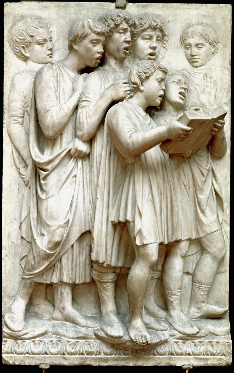 La Cantoria vagy gyermekek, akiket kórusban énekelnek - Márvány megkönnyebbülés (magasság 348 cm), készítette: Luca Della Robbia (C.1400-1482) alkotó: Luca Della Robbia