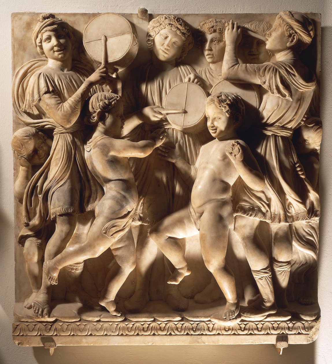 Dicsérjétek őt dobon (Salmo 150, Dicsérjétek az Urat), dobosokkal alkotó: Luca Della Robbia