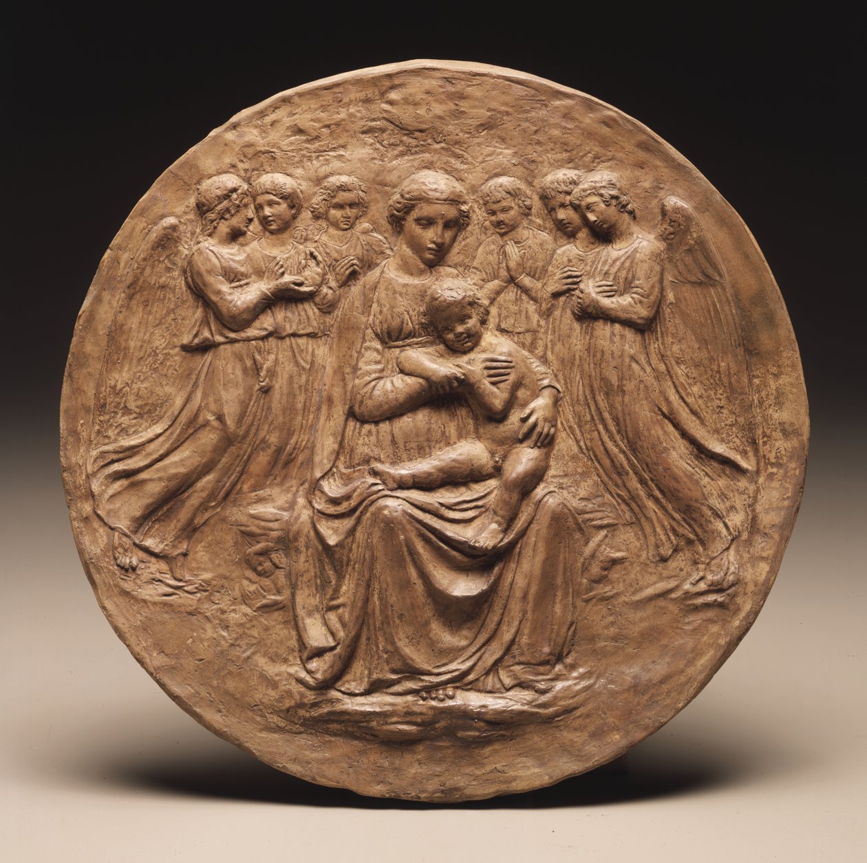 Madonna és gyermek hat angyallal, 1860 körül alkotó: Luca Della Robbia