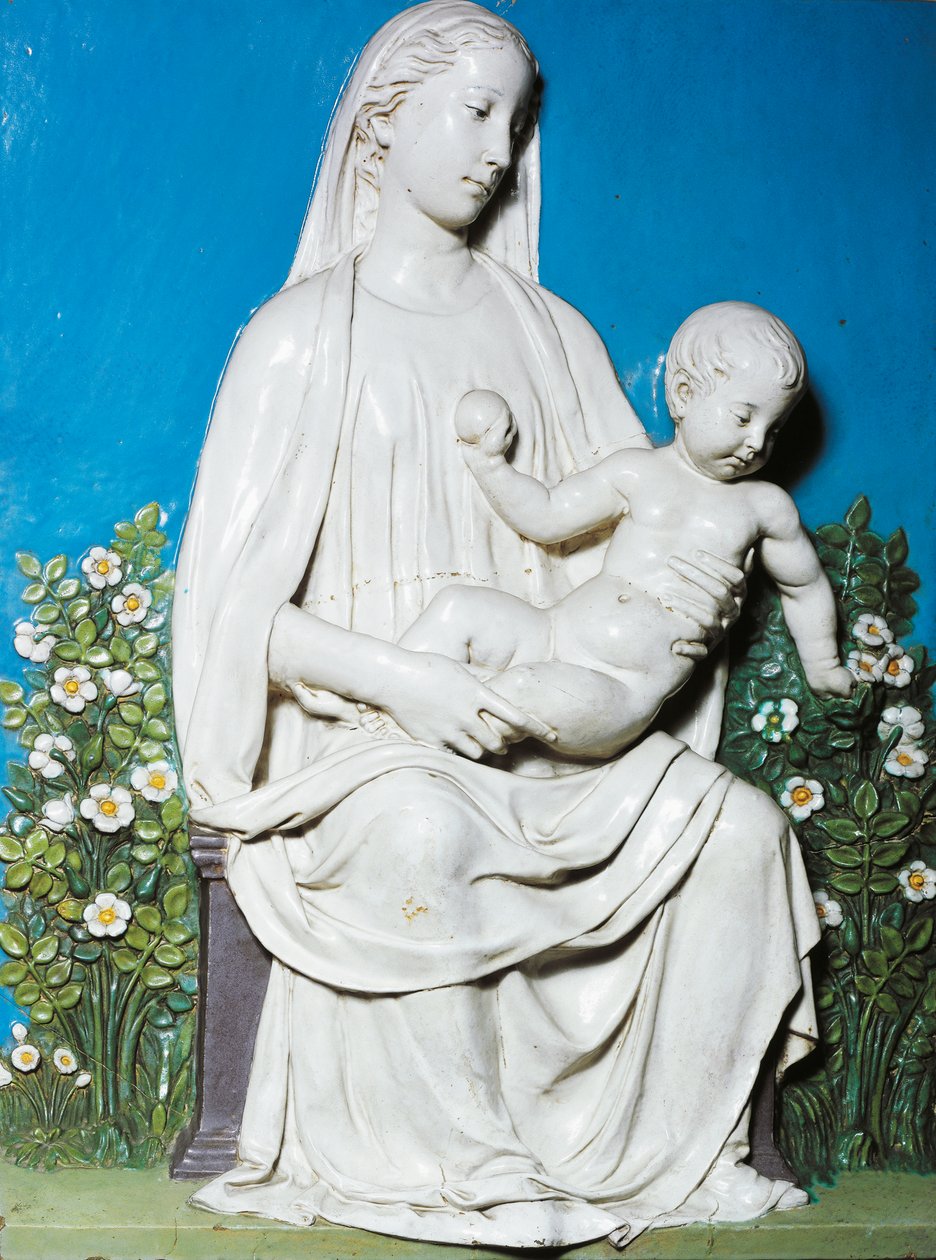 Rózsakert Madonna, 1450-55 körül (terrakotta) alkotó: Luca Della Robbia