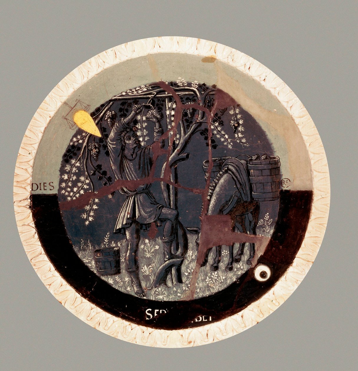 Szeptember: a betakarítás, Luca della Robbia terrakotta alkotó: Luca Della Robbia