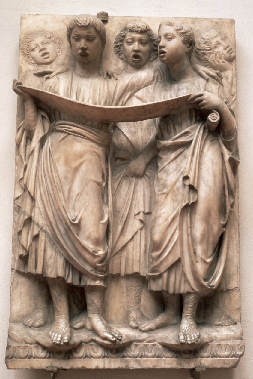 Éneklő angyalok, Luca della Robbia (1400-82) domborműve a Cantoriáról, 1435 körül (márvány) alkotó: Luca Della Robbia