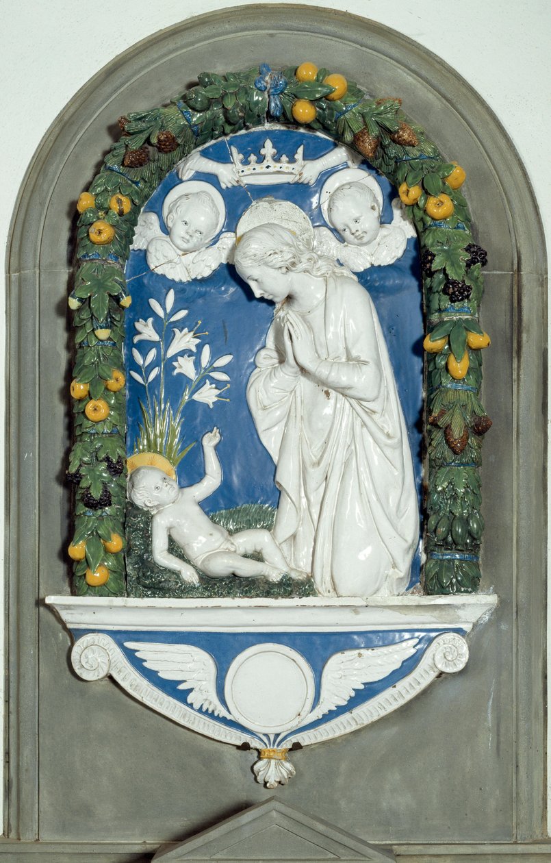 Luca della Robbia (1400-1482) 15. századi vernai szentély, a gyermeket imádó szűz nagy dombormű alkotó: Luca Della Robbia