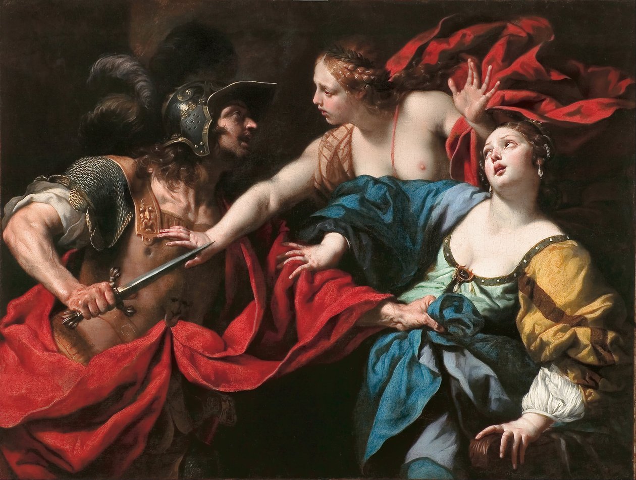 Venus megakadályozza, hogy fia, Aeneas megölje a trójai Helénát. alkotó: Luca Ferrari