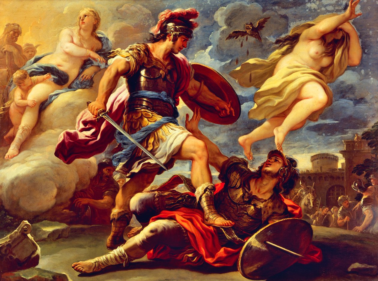 Aeneas legyőzi Turnuszt, Luca Giordano (1634-1705), olaj, vászon alkotó: Luca Giordano