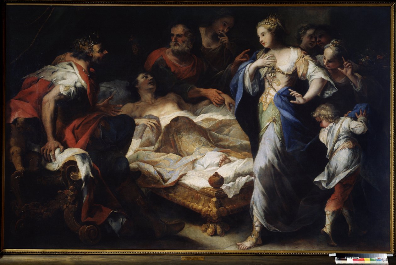 ""Antiochus (ou Antiochos) et Stratonice (ou Stratonike)" (Antiochus és Stratonice) Antiochus, Seleucus (vagy Seleucus) I Nicator király fia, Ceos Erasisstratus orvosa kezeli a Stratonice iránti szeretete miatti betegségben. apja felesége, alkotó: Luca Giordano