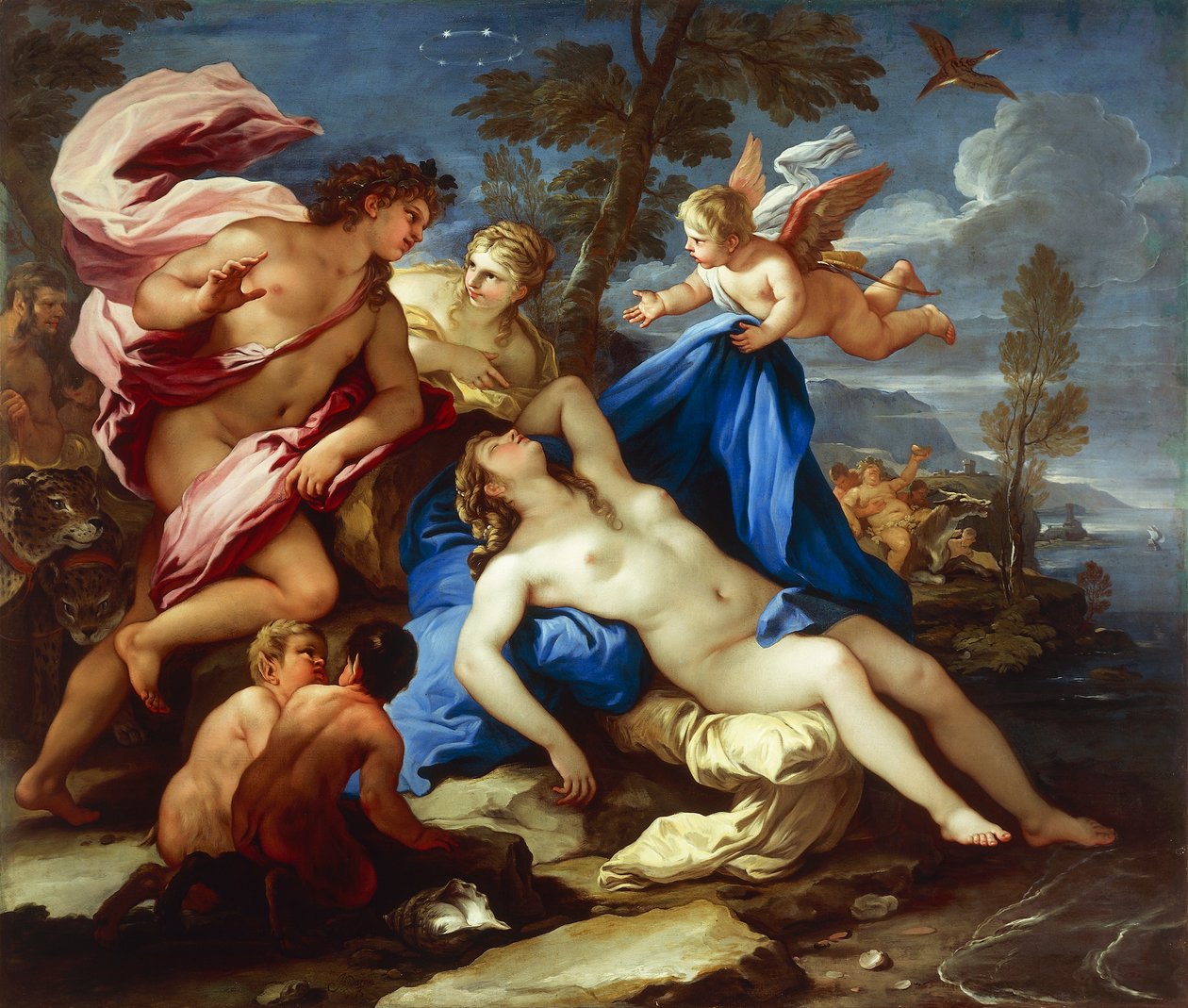 Bacchus és Ariadne, Luca Giordano, olaj, vászon alkotó: Luca Giordano