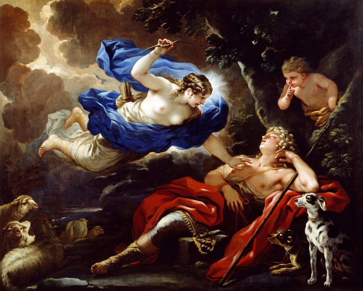 Diana és Endymion, Luca Giordano, olaj, vászon alkotó: Luca Giordano