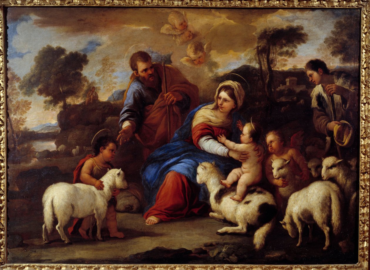 Szent Család. Luca Giordano Dit Fa Presto (1632-1705) festménye alkotó: Luca Giordano
