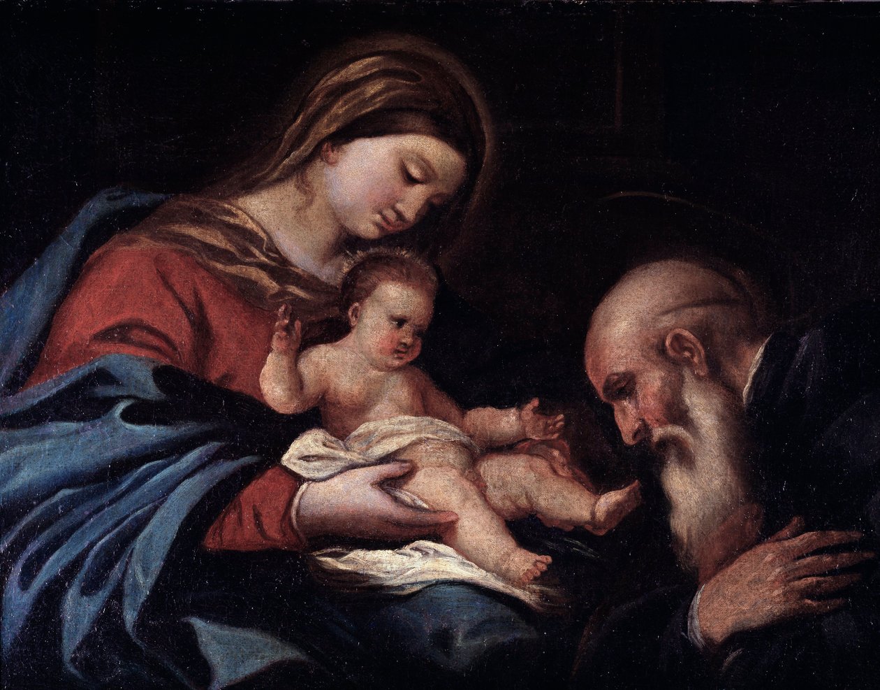 Madonna gyermekkel és Szent Benedekkel (olaj, vászon alkotó: Luca Giordano