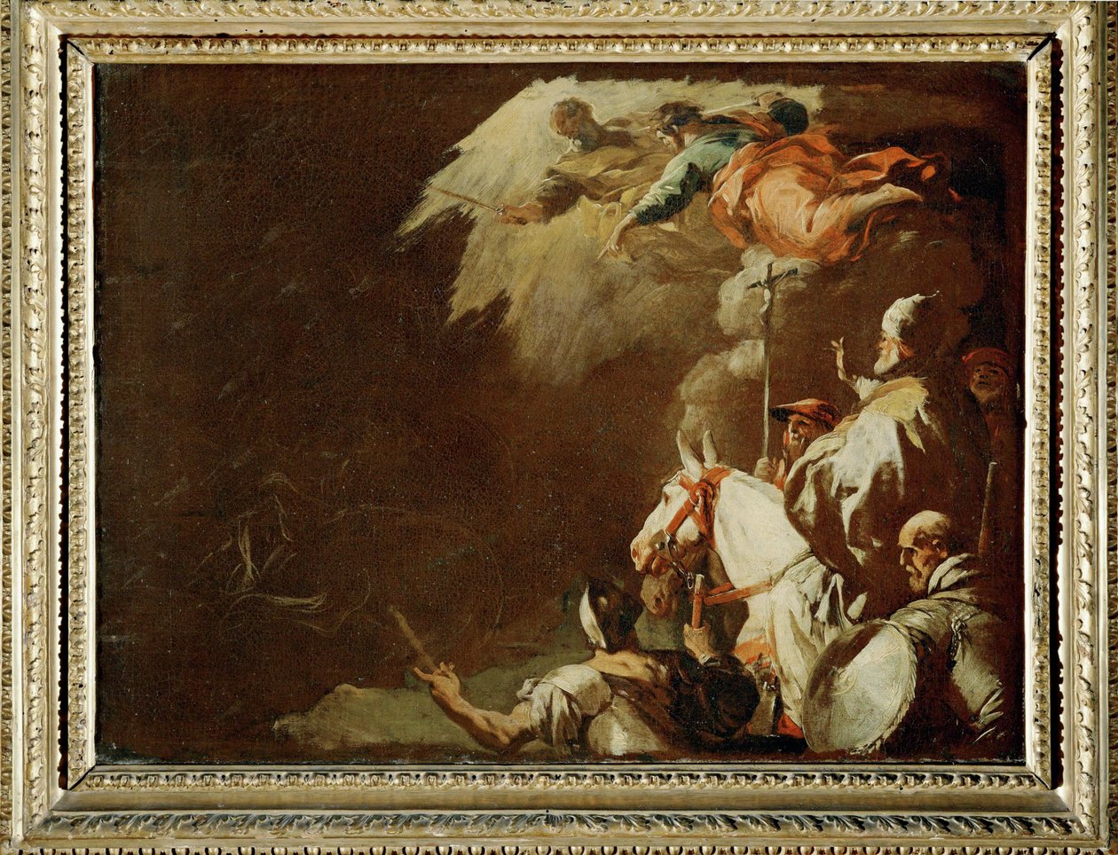 Nagy Leó pápa szembenéz Attila hunokkal Bozzetto (festmény, vászon) alkotó: Luca Giordano