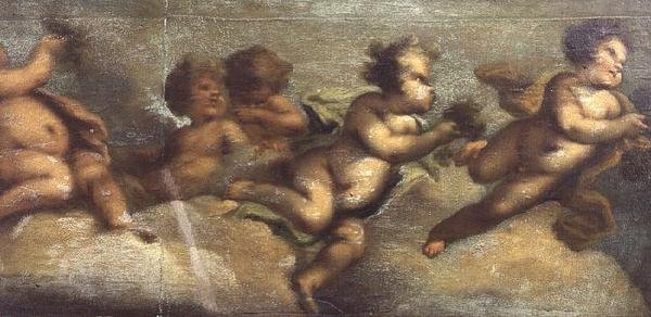 Putti disporting (papír, vászon) (bal oldali részlet) (lásd még: 67087-90) alkotó: Luca Giordano